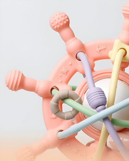 Bijtring baby van Speelvibe, veilig BPA-vrij speelgoed met kleurrijke, zachte texturen voor baby's.