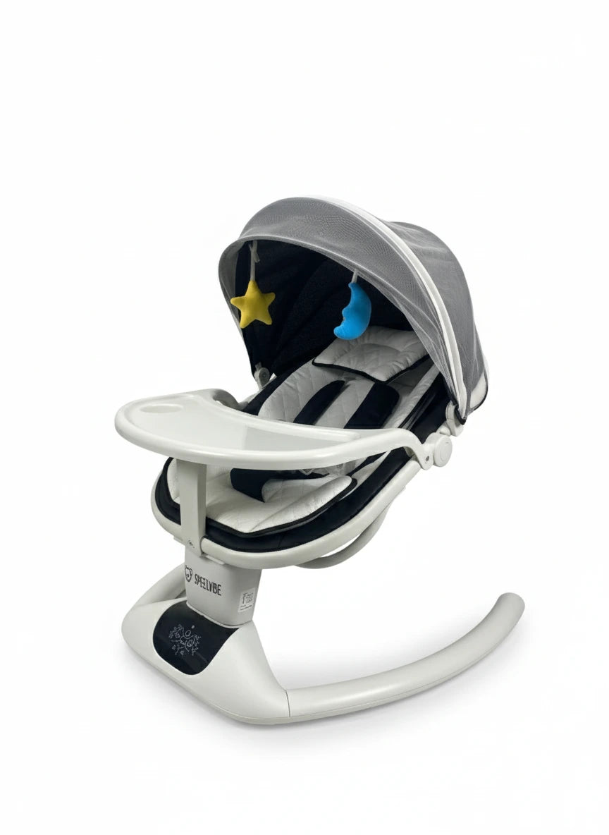 SpeelVibe Elektrische Wipstoel – Bluetooth Babyswing met Timer & 5 Snelheden