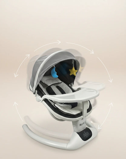 Elektrische Speelvibe wipstoel in kaki – draaibare baby ligstoel met Bluetooth en muziek